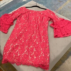 Lace bell sleeve midi dress worn once
